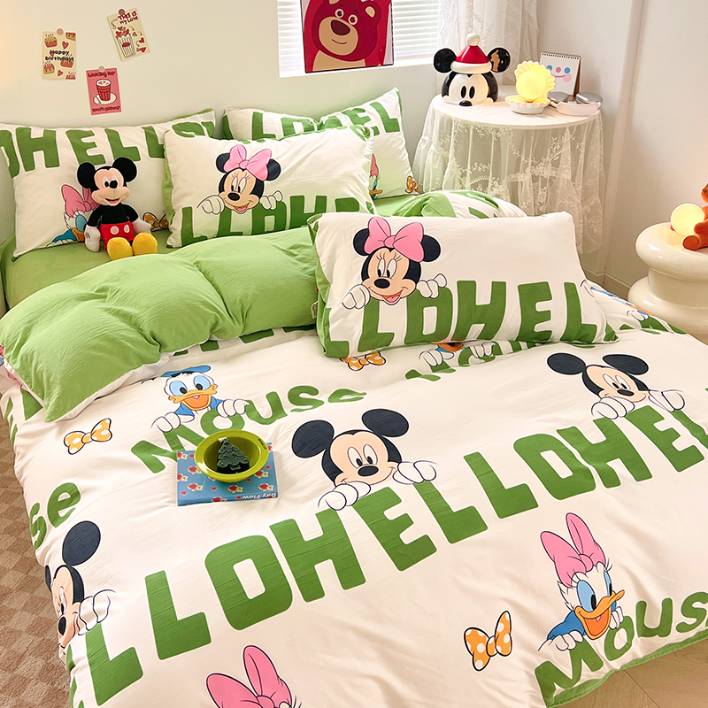 水洗棉被套被罩迪士尼正品四件套学生宿舍床单双人三件套四季通用
