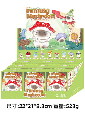 猫猫盲盒PAI幻想蘑菇系列手办解压治愈办公工位桌面装饰车载摆件