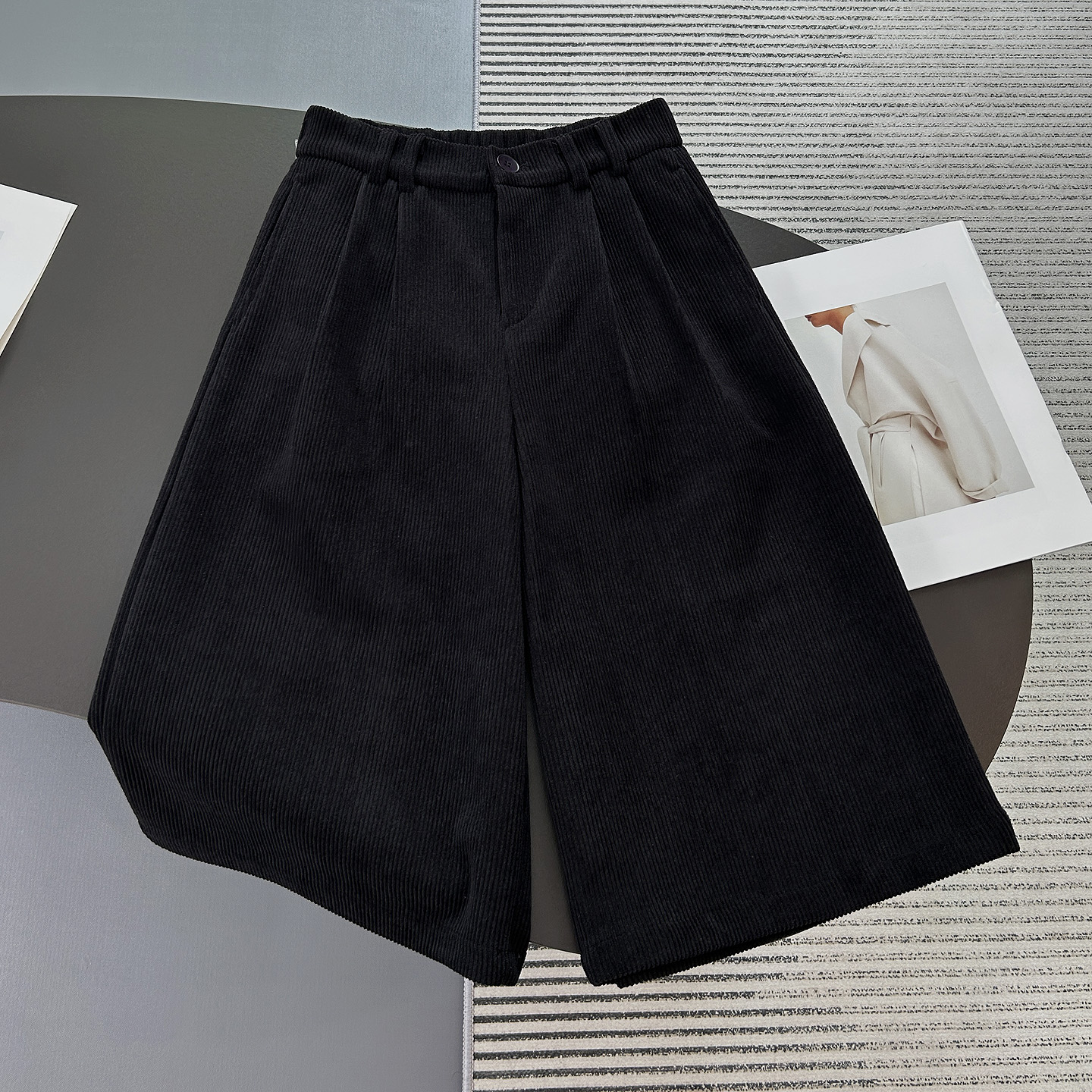 松紧腰灯芯绒七分裤女秋冬季