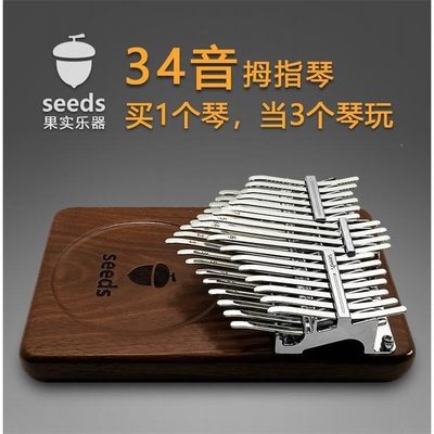 果实拇指琴卡林巴琴34音17键21半音seeds板式kalimba手指琴专业级