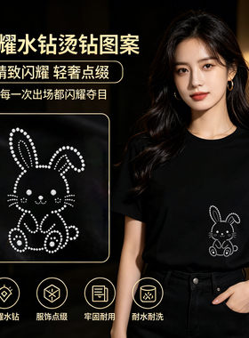 404T恤毛衣羊绒衫服装烫钻衣服贴钻烫钻烫图贴图案新款贴辅料小兔