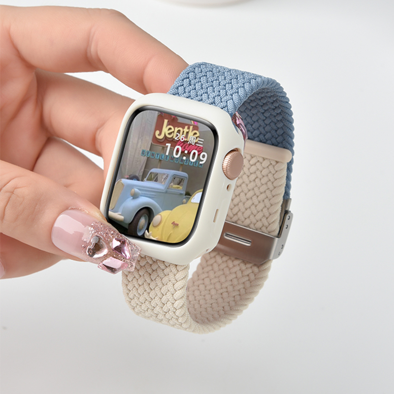 适用iwatch编织双色卡扣表带图片