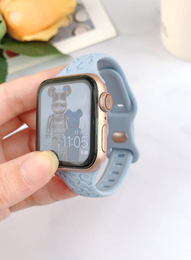 适用iwatch8表带S11苹果手表apple watch10/9/7/6/5/4/3代硅胶小蛮腰s8智能配件s7男女款s10替换带豹纹ultra2