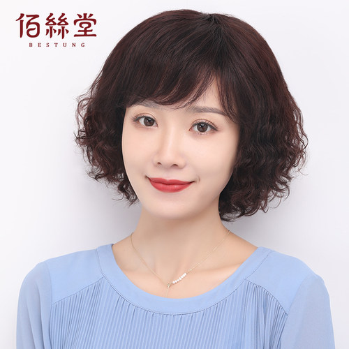 真头发假发中老年短卷发