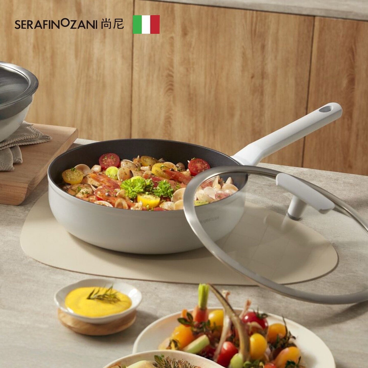 尚尼IHC恒温锅大容量深煎锅30/26cm玻璃盖少油烟不粘锅 进口涂层