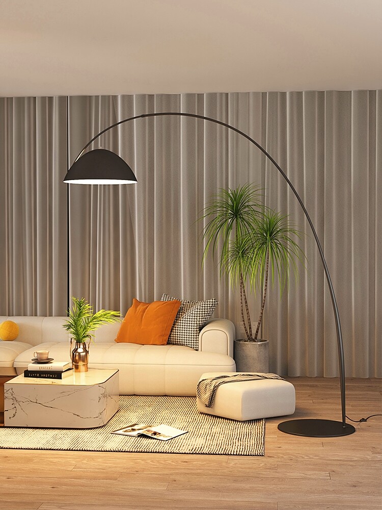 钓鱼灯落地灯客厅沙发旁边网红高级感创意弧形麻将装饰摆件大台灯