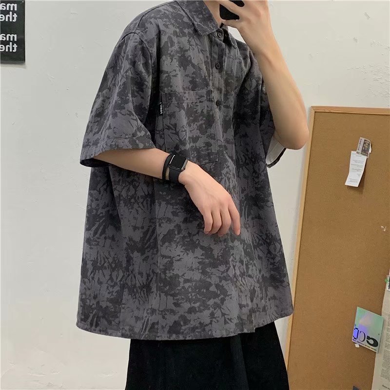 夏季美式大码复古西海岸迷彩胖子