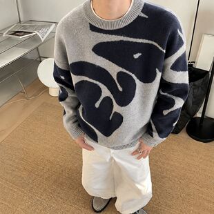 毛衣男宽松大码ins港风韩版小众潮流个性百搭针织胖子上衫款秋冬