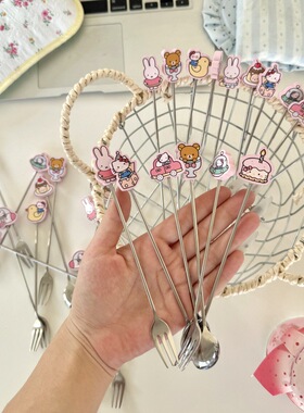 可爱家用咖啡搅拌勺hellokitty甜品小勺304不锈钢酸奶勺甜品勺子