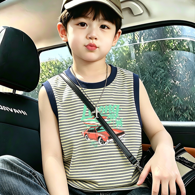 【反季清仓】男童外穿背心夏季宽松条纹男孩无袖T恤儿童装休闲上