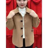 羊绒外套女中年妈妈装 春季 宽松上衣双面呢短款 高档针织开衫 新款