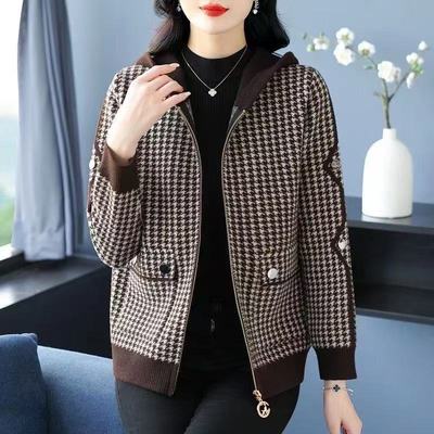 中年妈妈秋装千鸟格呢子外套洋派2025新款中老年人女装春秋冬上衣