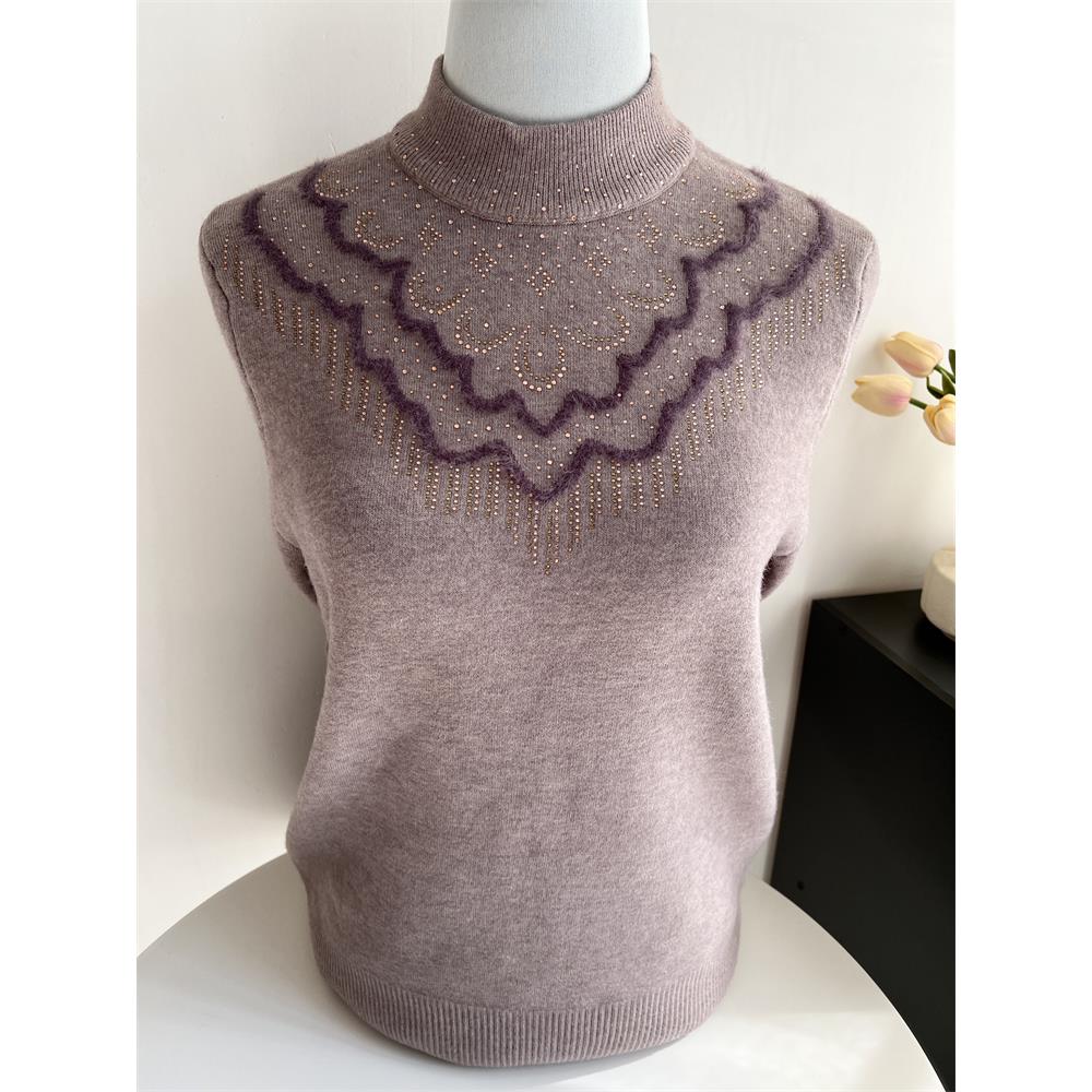 妈妈装冬季加绒加厚毛衣打底衫奶奶保暖上衣中老年女秋冬款羊毛衫