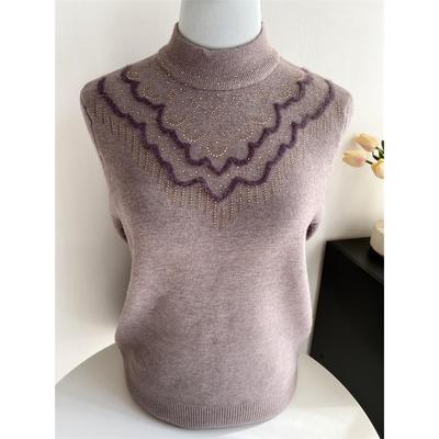 妈妈装冬季加绒加厚毛衣打底衫奶奶保暖上衣中老年女秋冬款羊毛衫