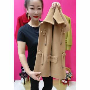 妈妈时尚外套高贵春秋女款毛呢子大衣中老年国风盘扣中式短款上衣