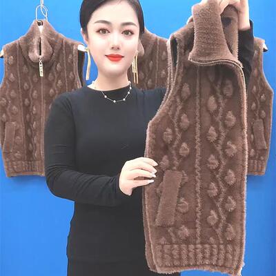 中老年女士马甲冬款加厚开衫外套叠穿毛衣背心女款小个子保暖上衣