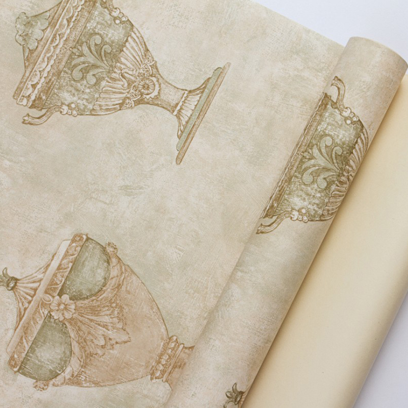 美式乡村墙纸美国进口纯纸复古陶瓷新古典中式客厅餐厅背景墙壁纸