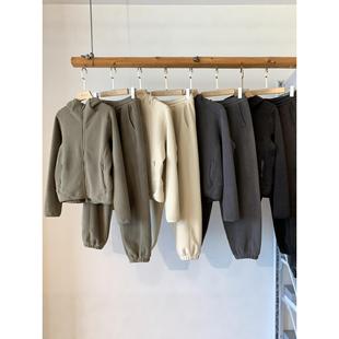 冬 套装 THEWOW暖洋洋不想脱 时髦显瘦双面摇粒绒连帽卫衣束脚卫裤