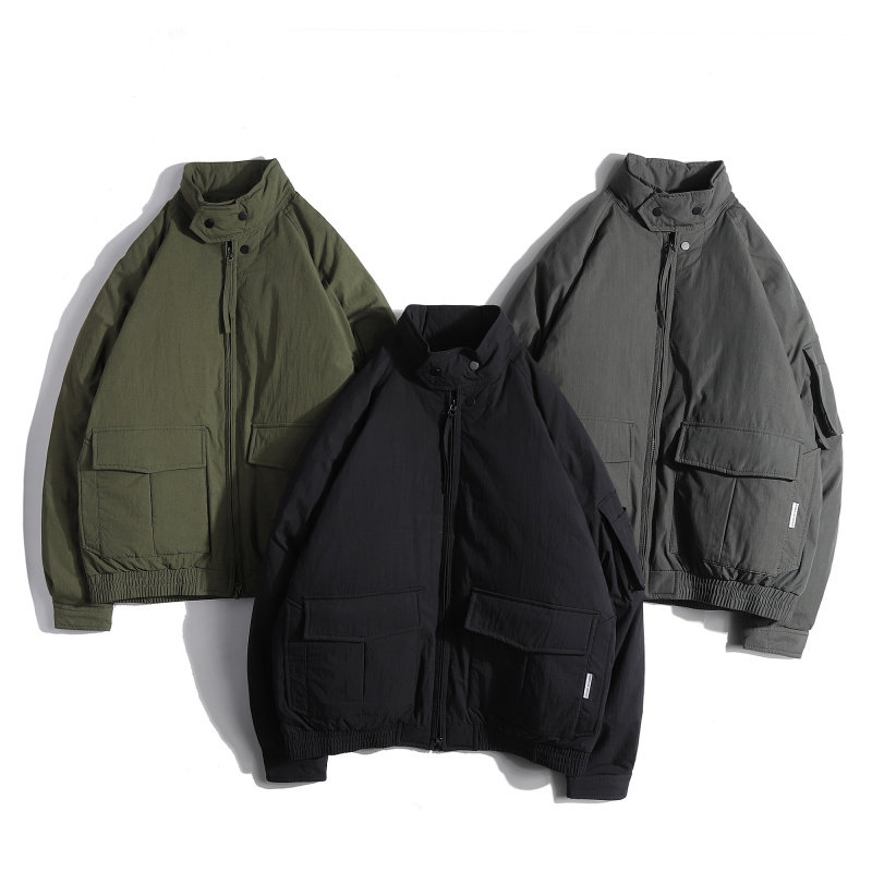 冬季休闲风防寒立领大口袋工装羽绒服男无帽日系宽松保暖御寒外套,男装,羽绒服,淘宝优惠券,粉丝福利购,淘宝优惠卷