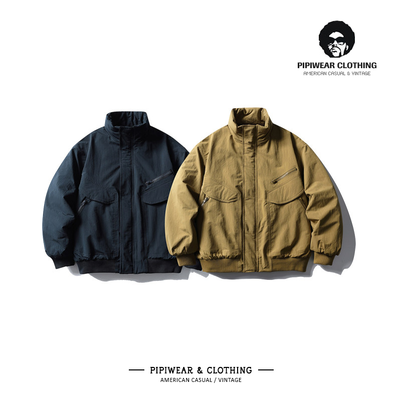 户外立领工装棉服男加绒棉衣外套