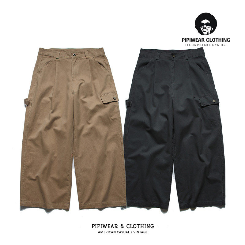 潮高街男裤2026新款春款多口袋工装裤子男宽松阔腿长裤直筒休闲裤