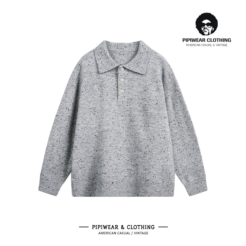慵懒轻奢POLO领毛衣休闲针织衫男