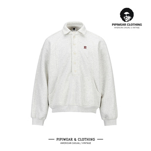 秋天校园风简约刺绣纯色POLO领卫衣男2025新款秋季休闲百搭套头衫