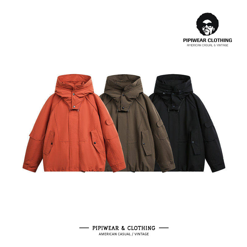 可拆卸连帽工装冲锋衣羽绒服冬季男款户外机能风抗寒保暖冬天外套