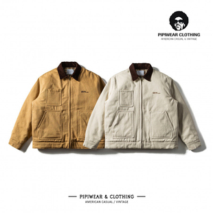 冬天日系复古男士2025新款棉袄撞色翻领工装棉衣外套冬季百搭棉服