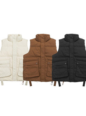 SEVENNOS-立领大口袋三色羽绒马甲 YR09