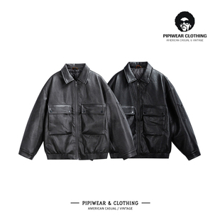 冬天90白鸭绒加厚PU皮衣羽绒服冬季男士抗寒保暖2025新款工装外套