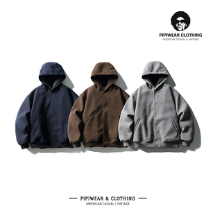 冬天美式复古连帽男士棉衣外套2025新款羊羔毛内衬棉服冬季棉袄潮