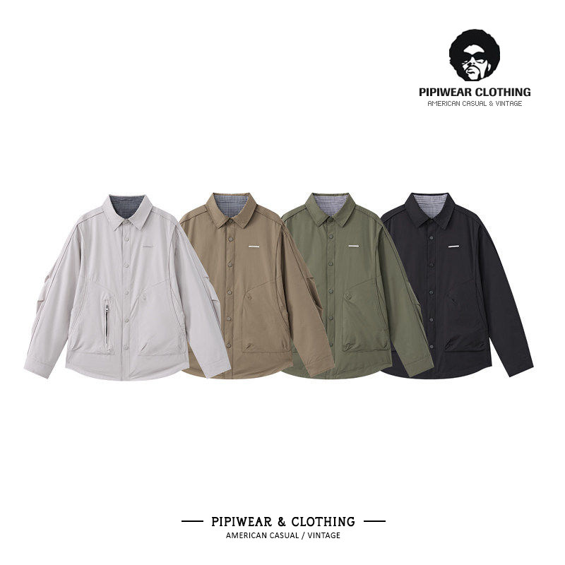 春天层次解构设计男士高级感痞帅夹克春季翻领双面穿宽松工装外套