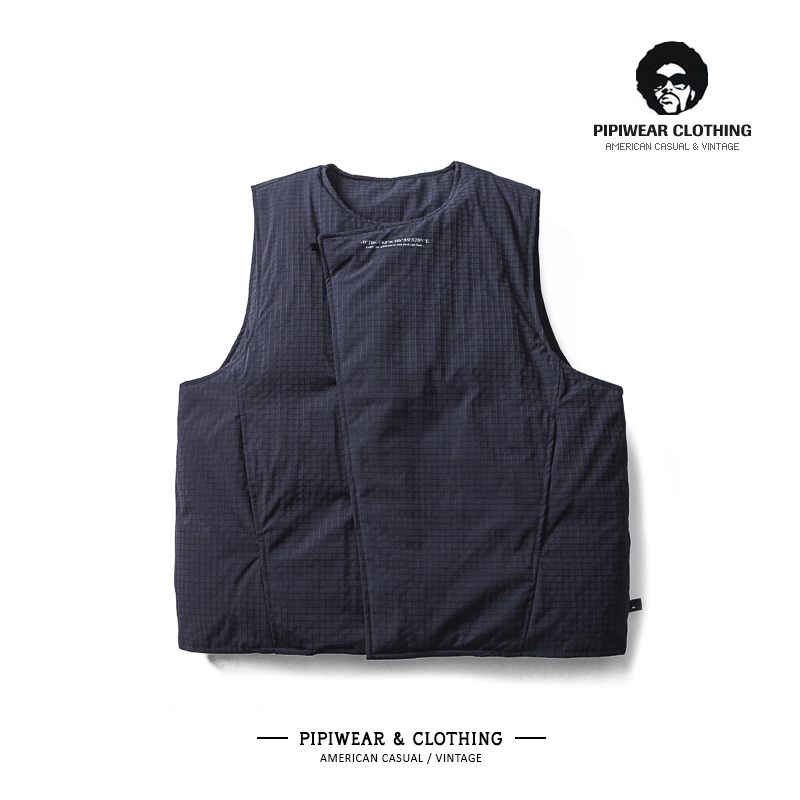 冬季防水格纹羽绒马甲