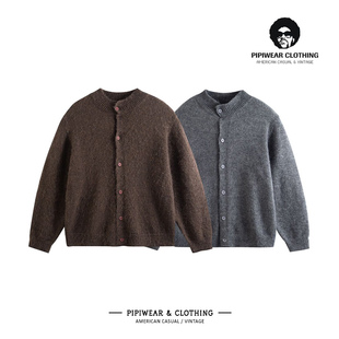 外套 通勤针织衫 早秋韩系慵懒风海马毛立领开衫 毛衣男叠穿百搭线衫