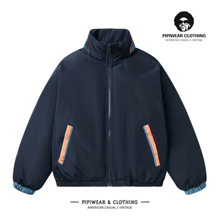 冬天户外撞色立领棉服男青少年休闲宽松棉衣外套冬季厚实保暖棉袄