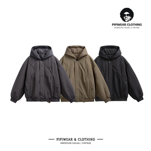 2025冬天新国标90绒假两件连帽羽绒服男青少年冬季抗寒保暖外套潮