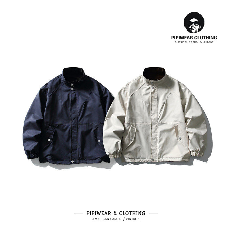 春季轻户外两面穿男士独特超好看外套春天美式防风立领教练夹克潮