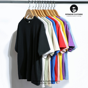 日系体恤外贸纯白色纯棉体t恤男夏装糖果色情侣短袖半袖打底衫潮T