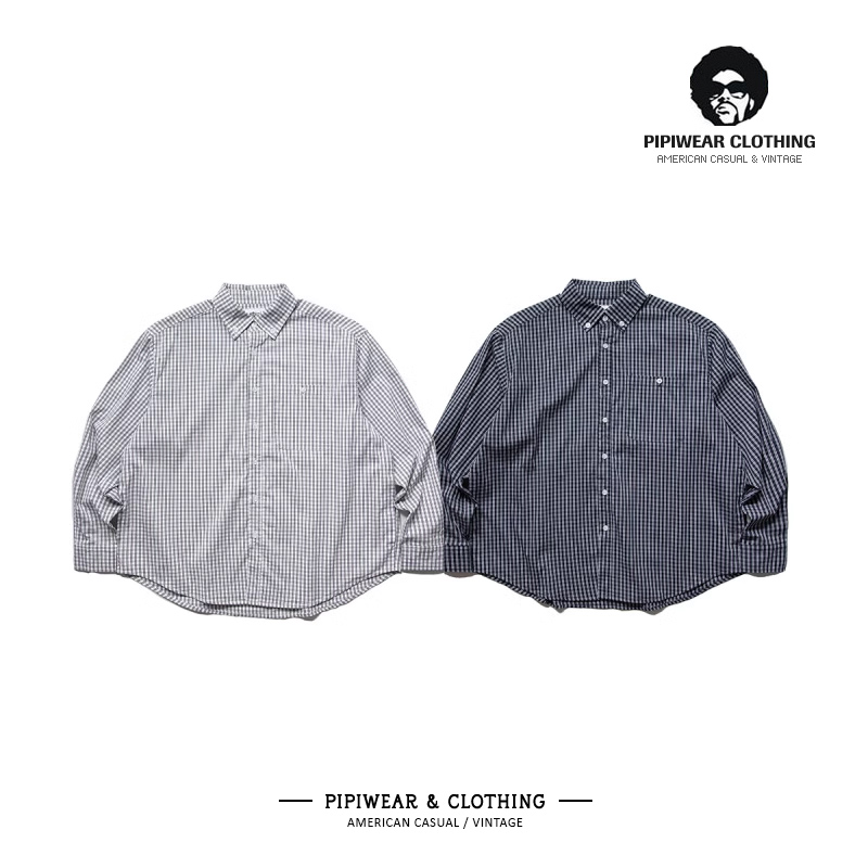 廓形简约小格纹宽松垂感衬衫男