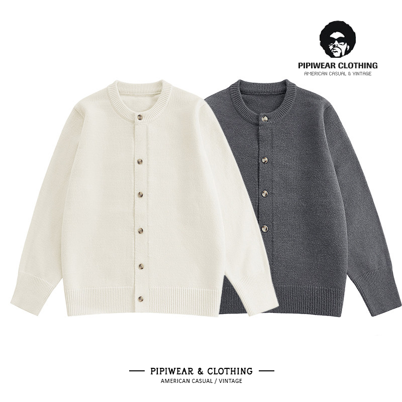 圆领开衫针织衫男士百搭毛衣外套