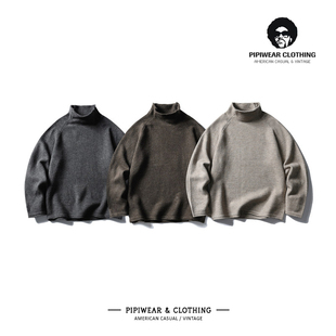 早秋宽松保暖线衫 秋冬季 毛衣通勤立领纯色打底针织衫 男士 2025新款