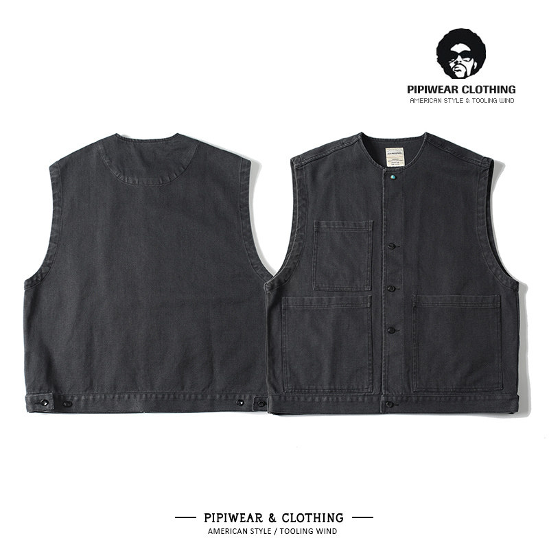 秋冬季日系多口袋重磅工装马甲纯棉水洗牛仔无袖坎肩早秋宽松背心,男装,常规马甲,淘宝优惠券,粉丝福利购,淘宝优惠卷