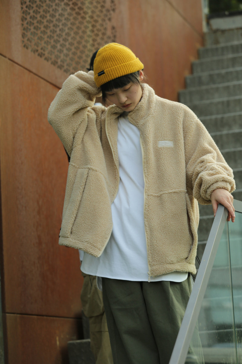 立领休闲款棉衣保暖羊羔毛棉服