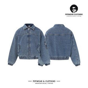 冬季水洗翻领牛仔衣棉服外套底特律短款男士帅气棉衣冬天加厚棉袄