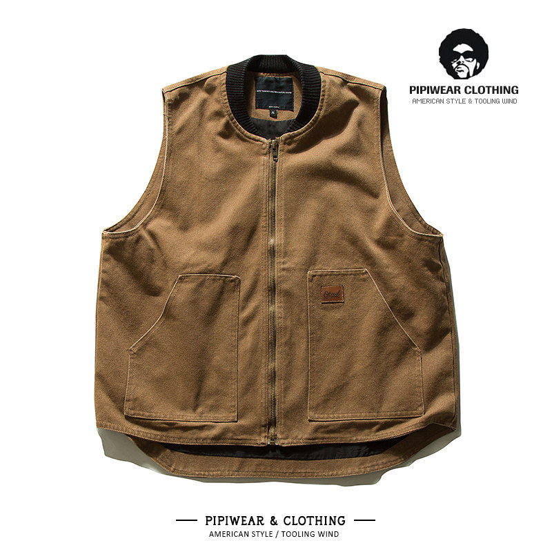 山系户外棒球领马夹坎肩工装马甲男款2026新款纯棉无袖外套背心潮