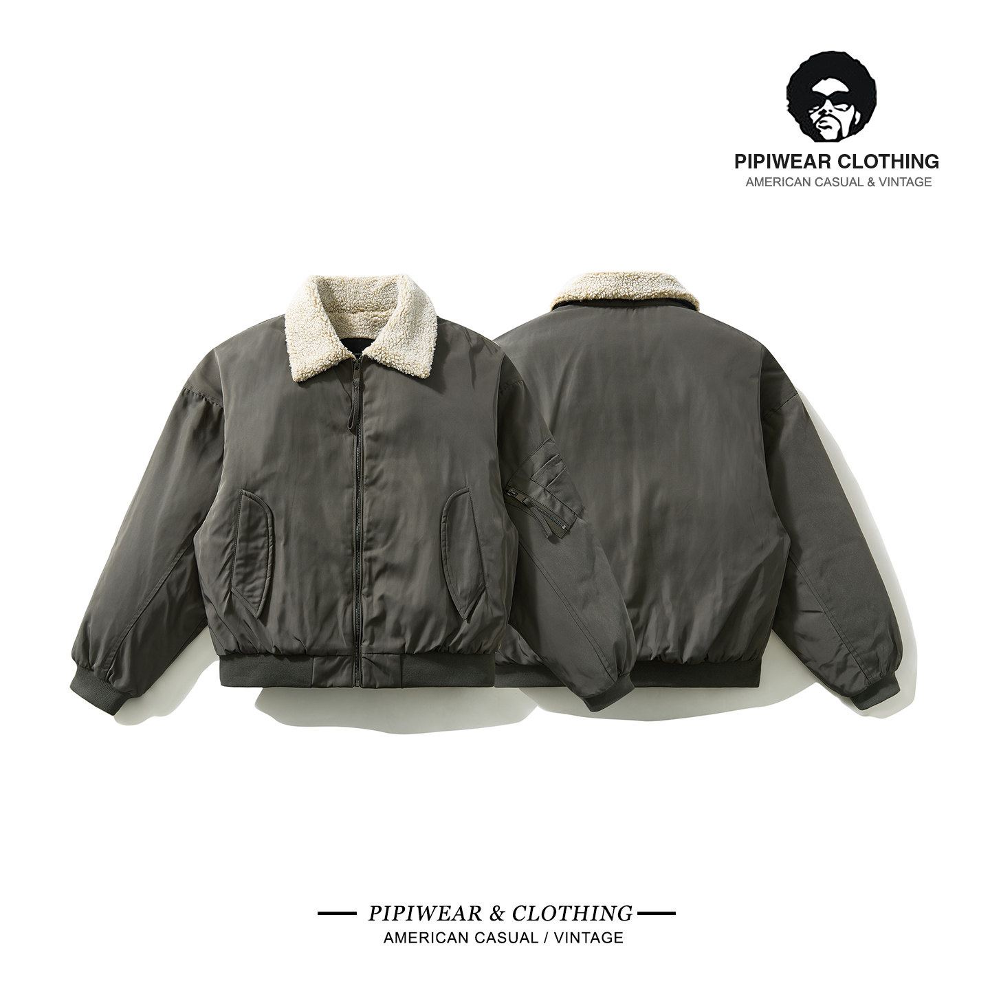 加绒羊羔毛外套男保暖工装棉服