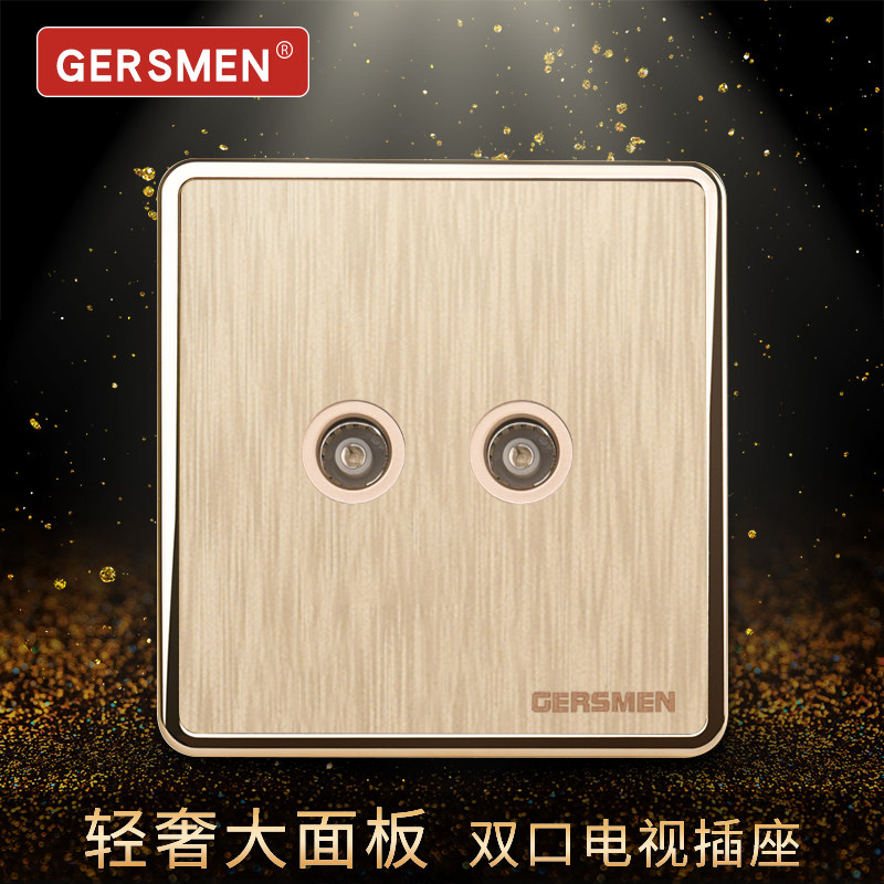 86 Champagne Gold Large board wire drawing household Weak TV Wired Closed Circuit 2 television socket panelin the Electronic/Electrician , Outlet , TV outlet  category - from Buy2taobao.com to provide professional Taobao agent buy service