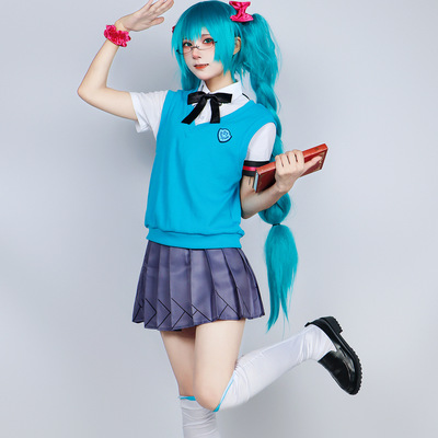 世嘉VOCALOID初音未来十六周年cosplay初音少女JK服游戏假发套装