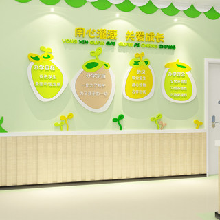 幼儿园文化墙装饰大厅环创主题墙面布置成品环境材料办园理念墙贴